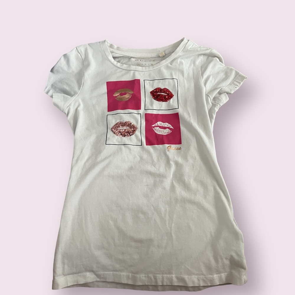 Pink And White Guess Tee